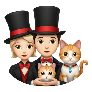 magician couple and their pet cat sticker