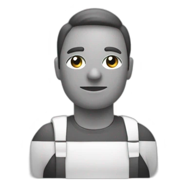 genera un emoji en blanco y negro sobre una persona cansada de trabajar sticker