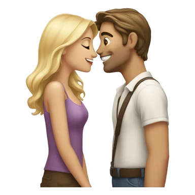kiss blonde guy brunette girl sticker