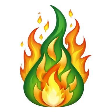 fire with golden and green colours sticker