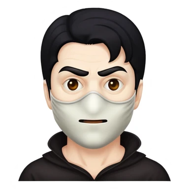 masked man, evil, serial killer, creepy, black hair, older sticker