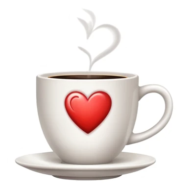 steaming coffee cup with heart-shaped steam sticker