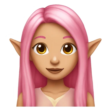 tan skinned elf girl with long pink hair sticker