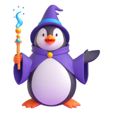 penguin wizard casting a spell sticker