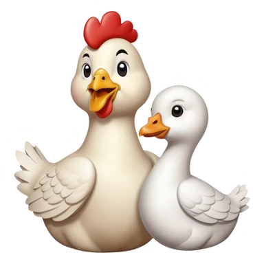 A chicken in love with a goose  sticker