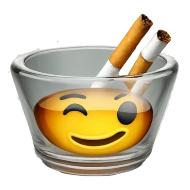 Cigarettes smoking in vintage clear glass ashtray  sticker