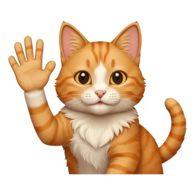 The cat says hello and waves his paw sticker