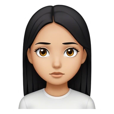 A girl with straight hair and black hair white shirt black color eyes skin color tan  sticker