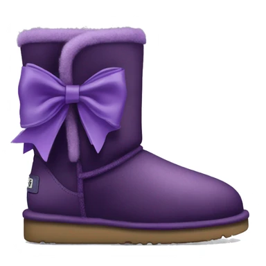 Dark Purple ugg boots with fur and purple silver buckle and light purple bow sticker