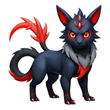 Handsome cool badass edgy Absol-Litten-Umbreon-Giratina-Yveltal-Pokémon-Fakémon-fusion-hybrid-creature, full body sticker