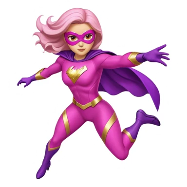 pink violet woman superhero flying sticker