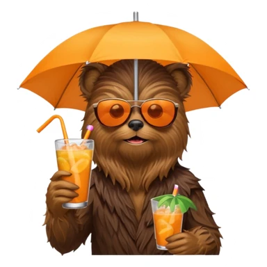 a wookiee wearing sunglasses drinking a tropical drink sticker