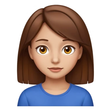 girl with brown hair and brown eyes, emoji style, version 2 sticker