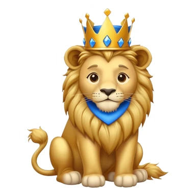 A brave lion with a golden crown with blue hearts in NYC sticker