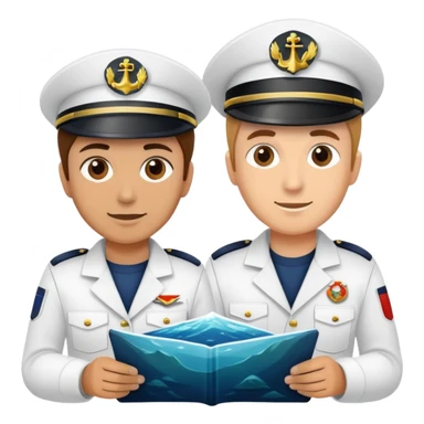 Marine geologists using sonar equipment to map ocean floor features from research vessel sticker