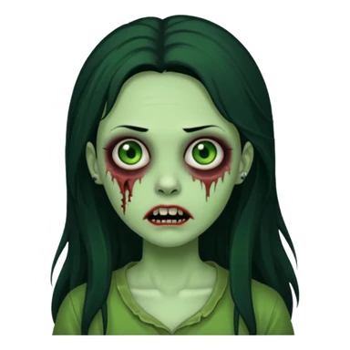 Zombie girl with a facial piercings long black hair green skin sticker