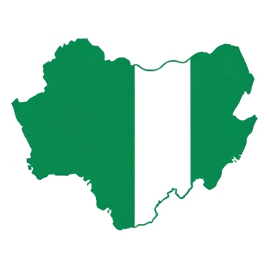 "Nigeria outline filled with the Nigerian flag colors, green-white-green, simple and bold, vector-style, clean and vibrant." sticker