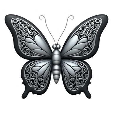 Black and silver filigree butterfly, 3D, extremely detailed design sticker