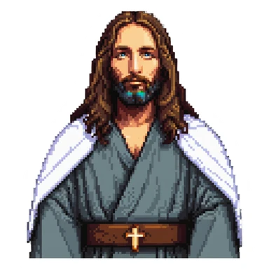 Jesus Christ with long hair and beard in robes sticker