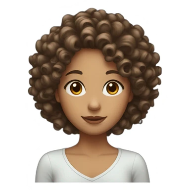 girl with curly hair and brown eyes sticker