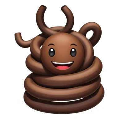 a coiled licorice creature with a cheeky expression sticker