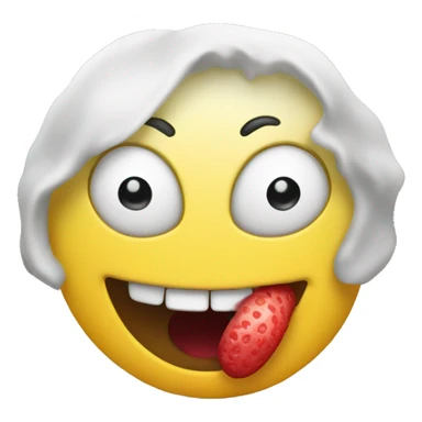 Smiley face licking a chery sticker