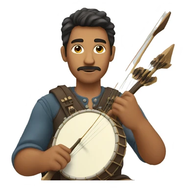 a human banjo with a bow and arrow sticker