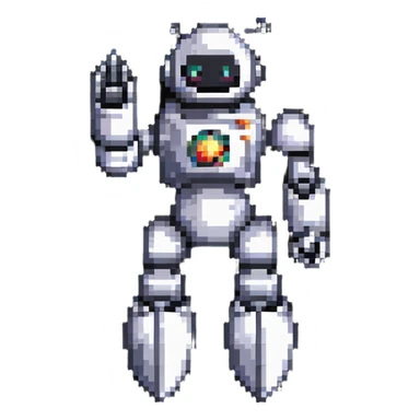 robot like a rocket flying up sticker