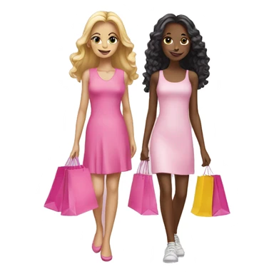 two girls shopping pink sticker