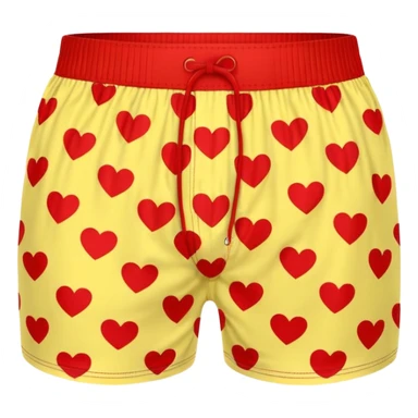 Red heart patterned yellow pair of boxers sticker