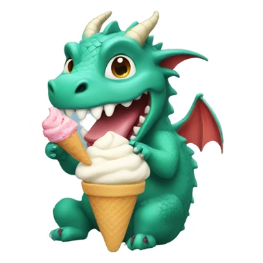 Dragon eating ice cream sticker