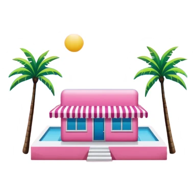 Moschino style pink SPAM Miami beach painting landscape sticker