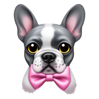 Grey and black speckled French bulldog pink bow sticker
