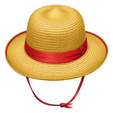 Luffy's iconic straw hat from One Piece, yellow straw hat with red ribbon band sticker