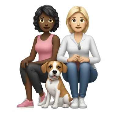 two women with a dog sticker
