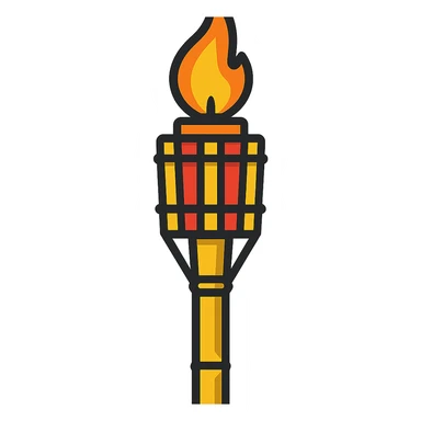 vibrant toon style bamboo torch sticker