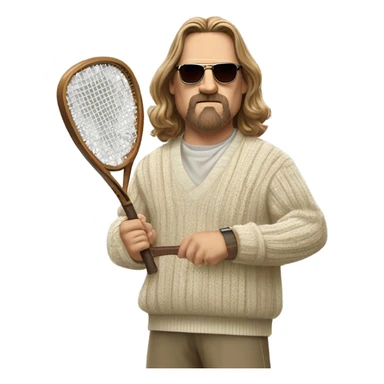 Big Lebowski playing tennis in Pendleton westerly sweater from the movie sticker