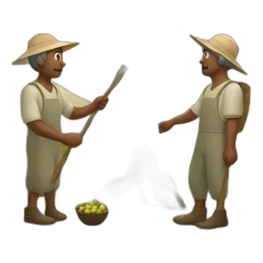 olive tree and farmers with a stick sticker