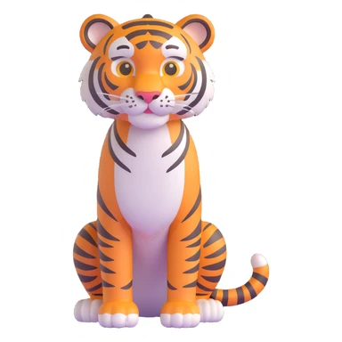 a friendly, tall tiger, soft eyes, welcoming posture sticker