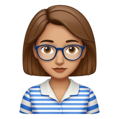 spanish, librarian, wearing a white top with blue stripes. sticker