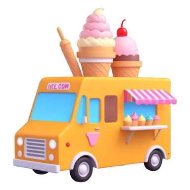 generate me a 3D icecream food truck sticker
