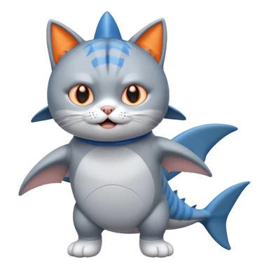 cat wearing shark costume sticker