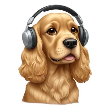 golden cocker spaniel with headphones sticker