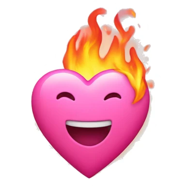 A pink heart in fire sticker