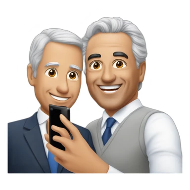 Marcelo Rebelo de Sousa taking a selfie with António Costa sticker