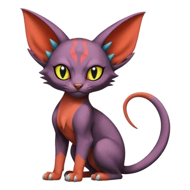 Noivern-Litten-Sphynx-Noibat-Torracat-Lykoi-fusion sticker