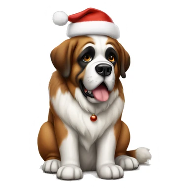 St.bernard with a Christmas hat sticker