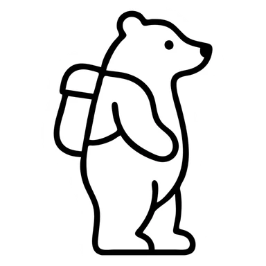 A bear wearing a backpack, standing upright sticker
