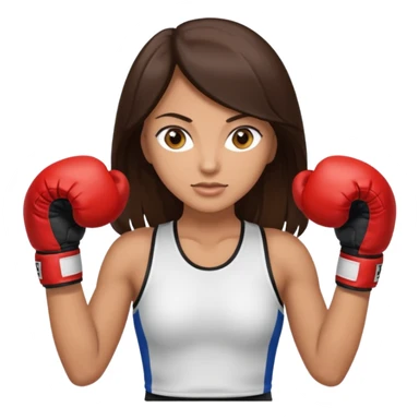 An woman with long dark brown hair light brown eyes in boxing gloves sticker