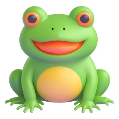 realistic green frog, 3D emoji style sticker